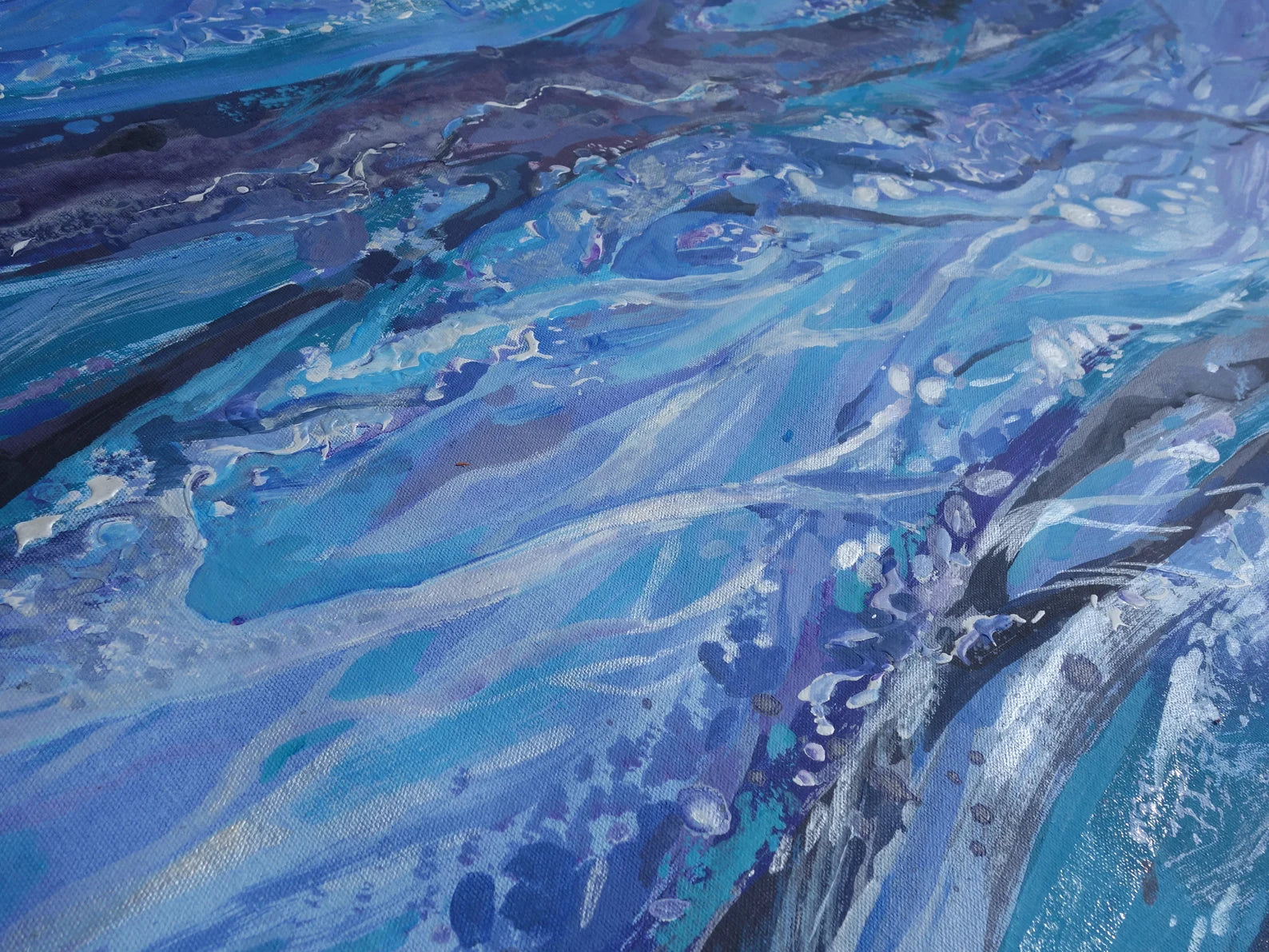 Abstract i010 is a large blue painting - Original Acrylic Painting on unstretched canvas by artist Airinlea