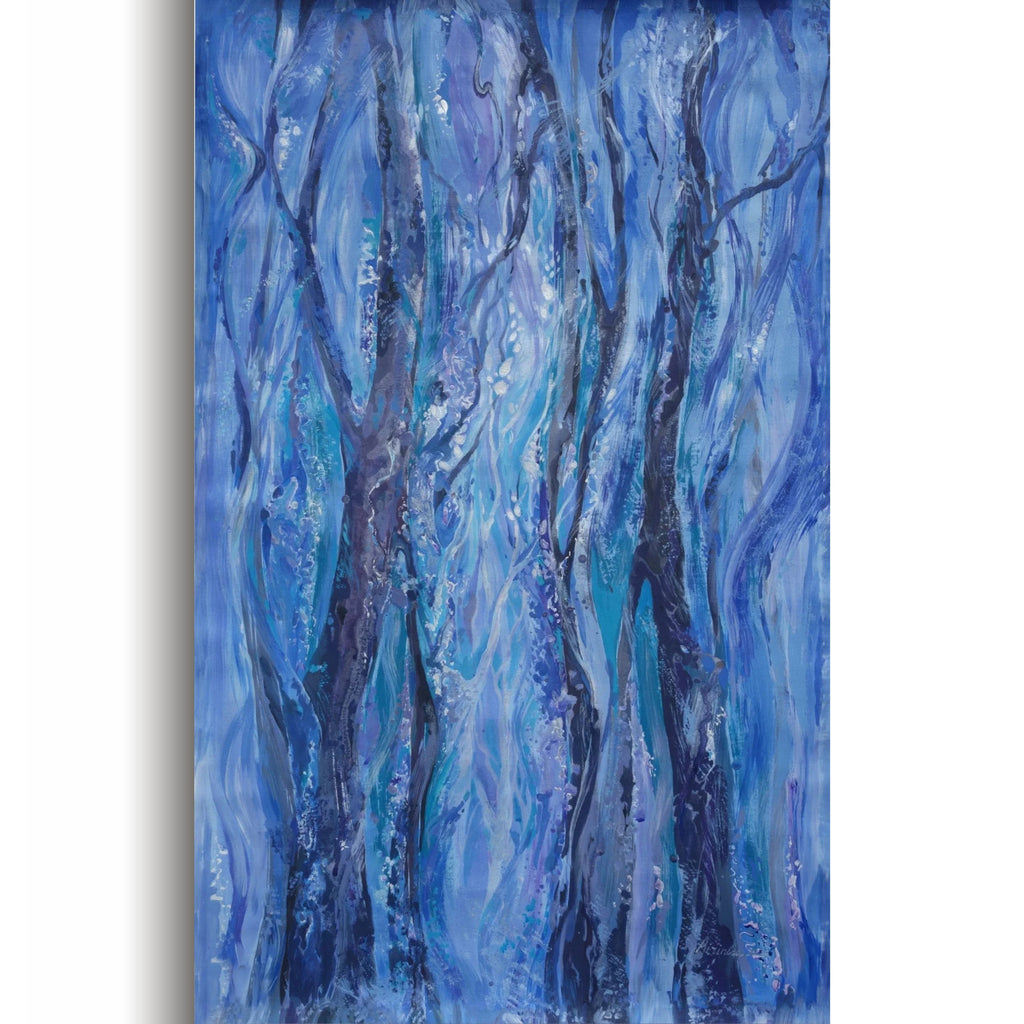 Abstract i010 is a large blue painting - Original Acrylic Painting on unstretched canvas by artist Airinlea