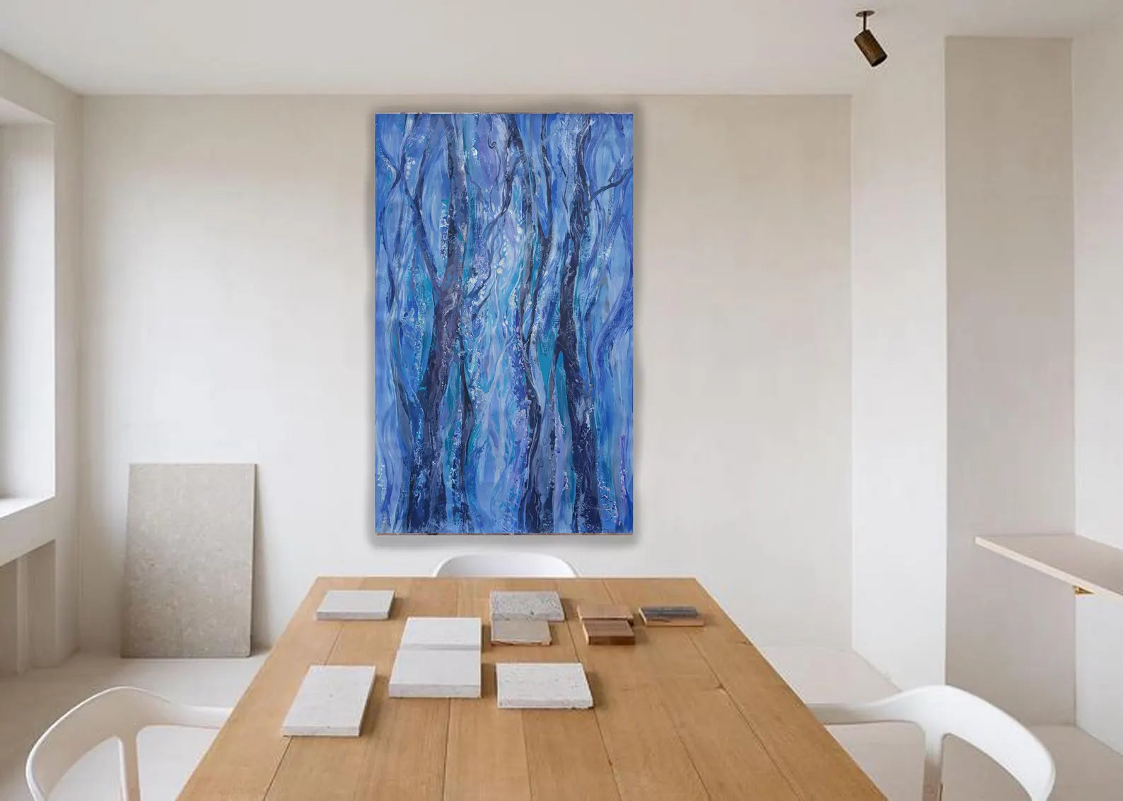 Abstract i010 is a large blue painting - Original Acrylic Painting on unstretched canvas by artist Airinlea
