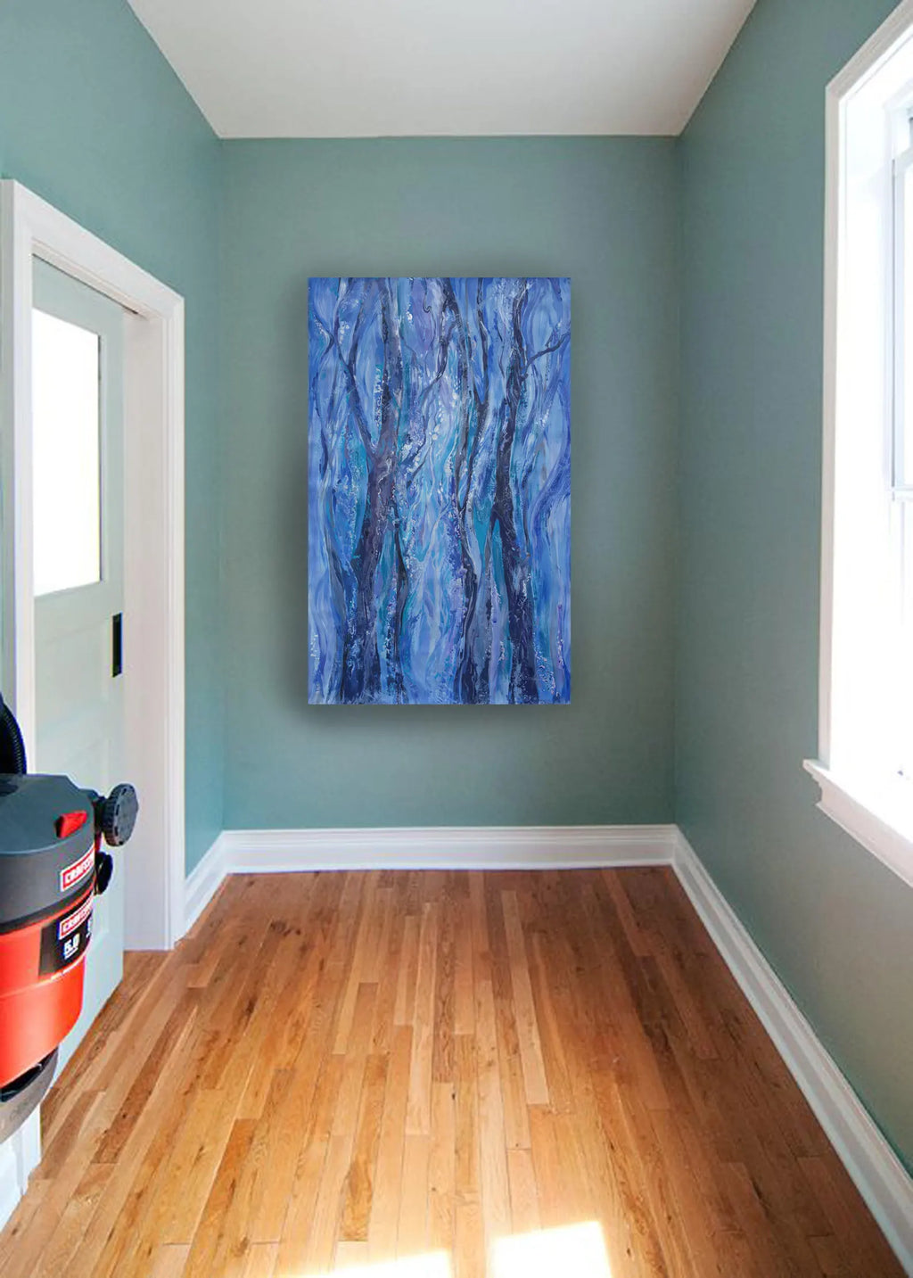 Abstract i010 is a large blue painting - Original Acrylic Painting on unstretched canvas by artist Airinlea
