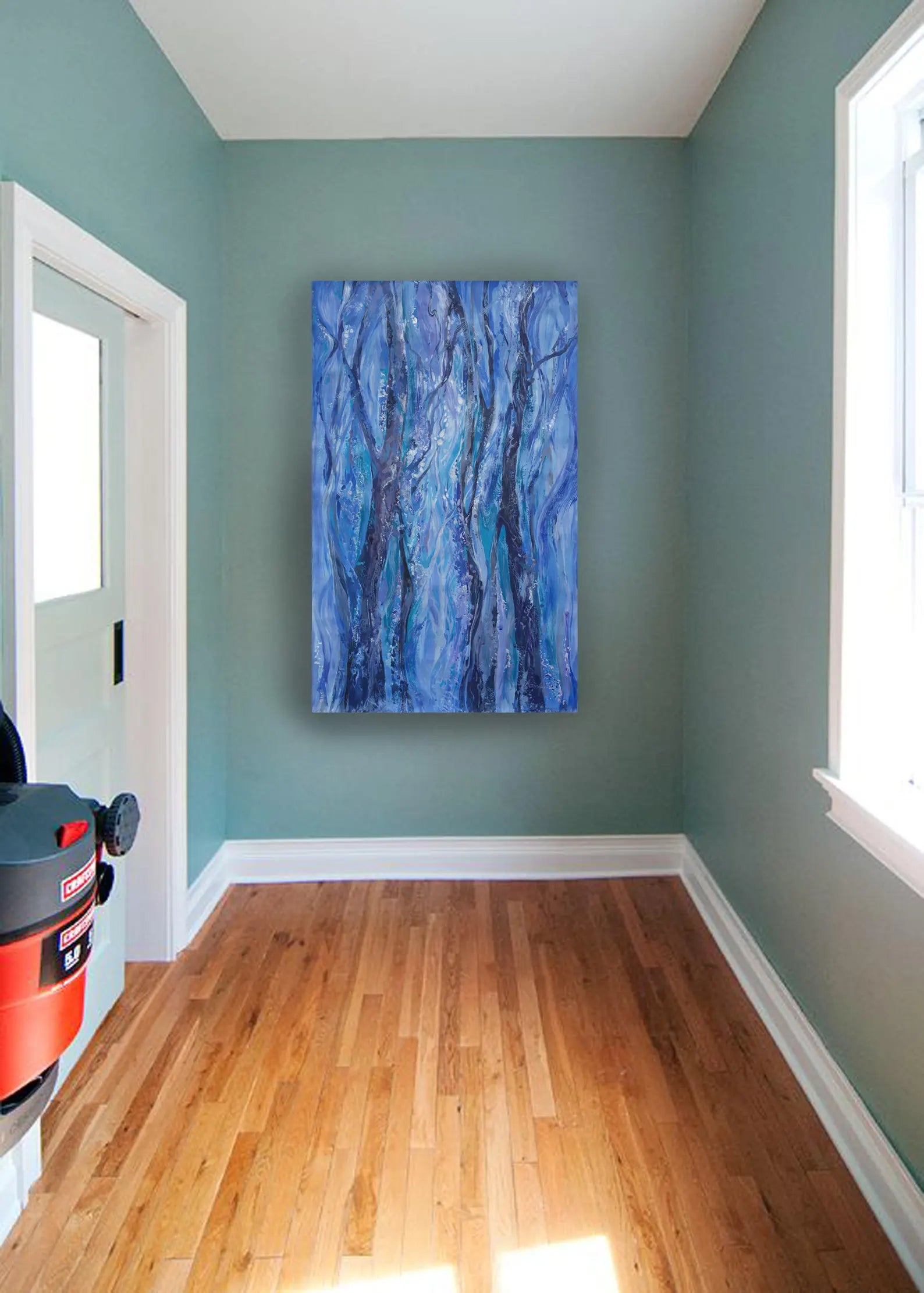 Abstract i010 is a large blue painting - Original Acrylic Painting on unstretched canvas by artist Airinlea