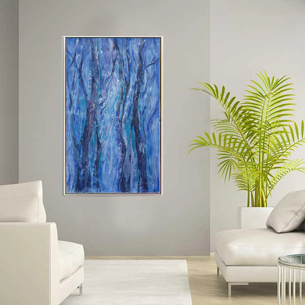 Abstract i010 is a large blue painting - Original Acrylic Painting on unstretched canvas by artist Airinlea