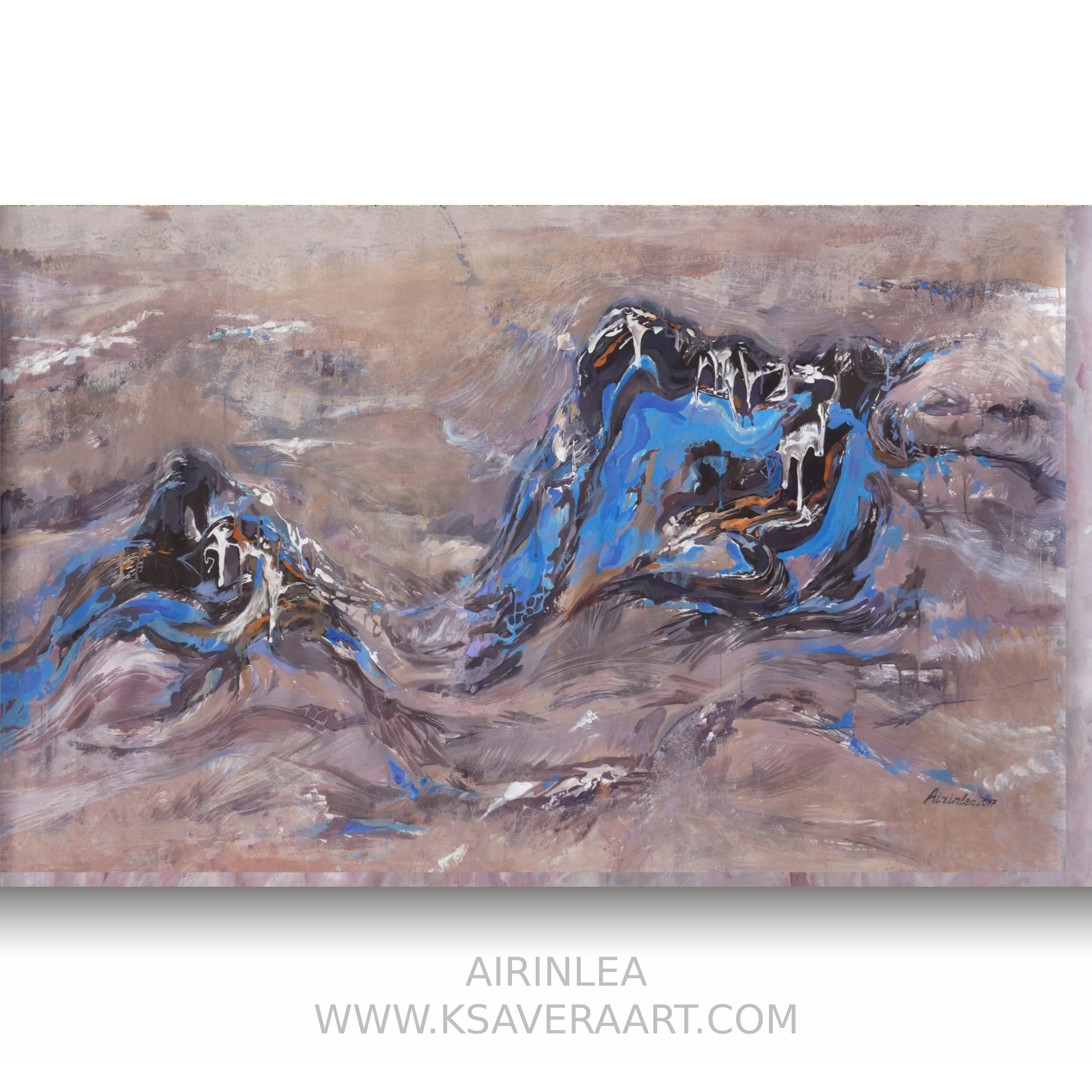 Abstract i011 is a large-scale beige blue painting
Original Acrylic Painting on unstretched canvas by artist Airinlea.