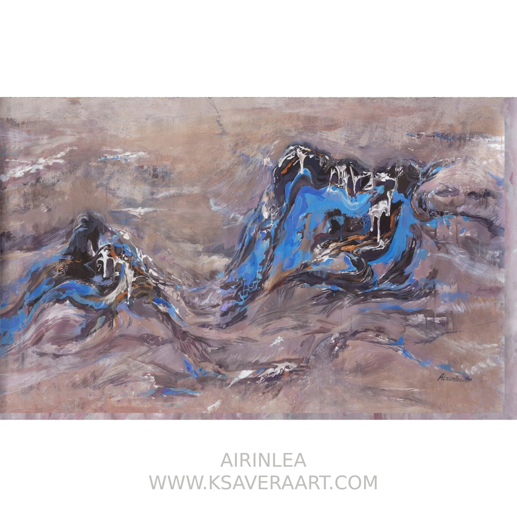 Abstract i011 is a large-scale beige blue painting
Original Acrylic Painting on unstretched canvas by artist Airinlea.