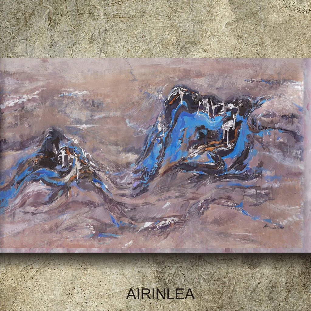 Abstract i011 is a large-scale beige blue painting
Original Acrylic Painting on unstretched canvas by artist Airinlea.