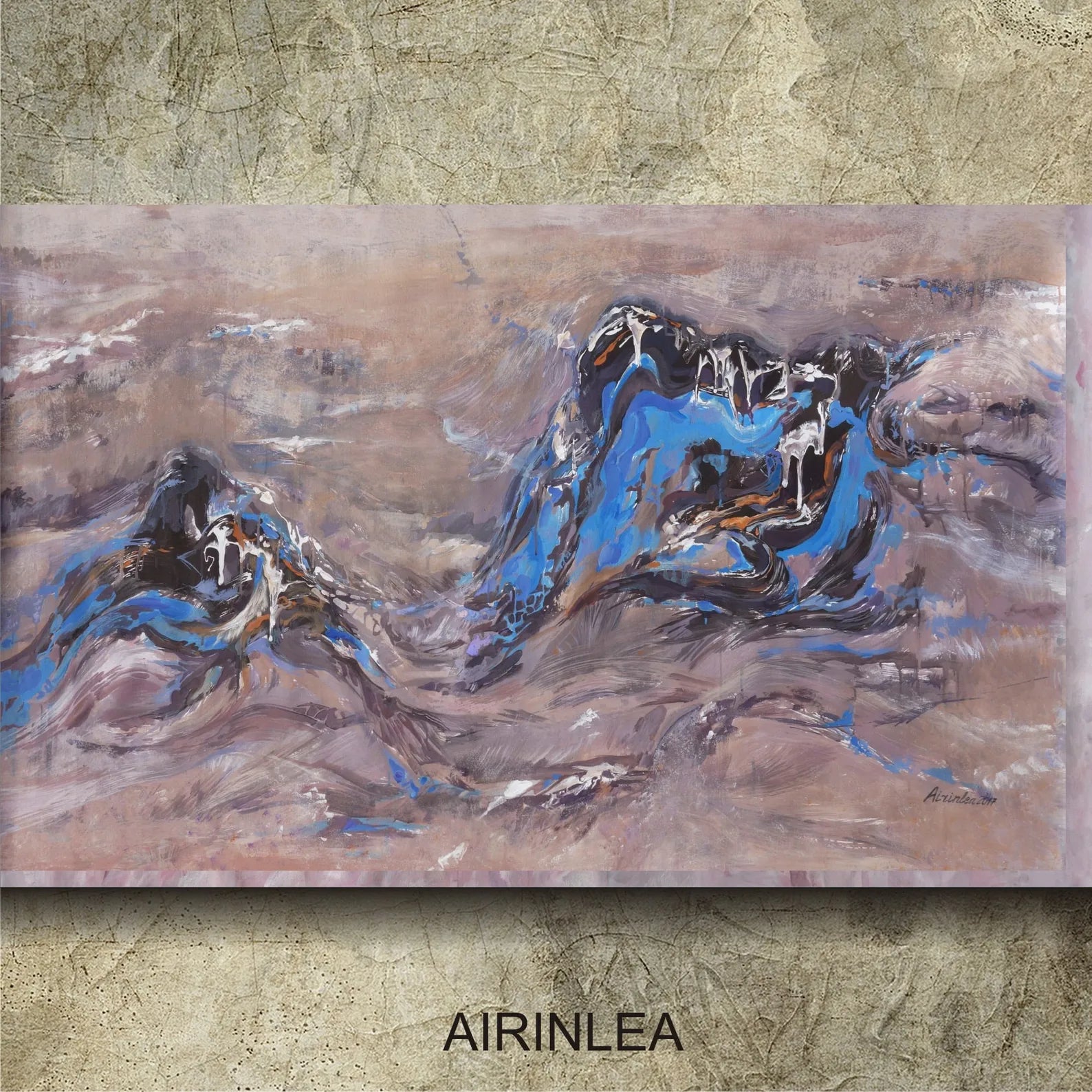 Abstract i011 is a large-scale beige blue painting
Original Acrylic Painting on unstretched canvas by artist Airinlea.
