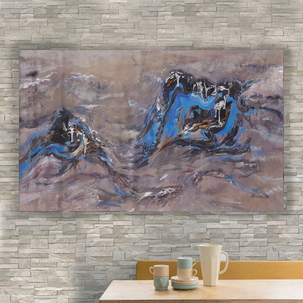 Abstract i011 is a large-scale beige blue painting
Original Acrylic Painting on unstretched canvas by artist Airinlea.