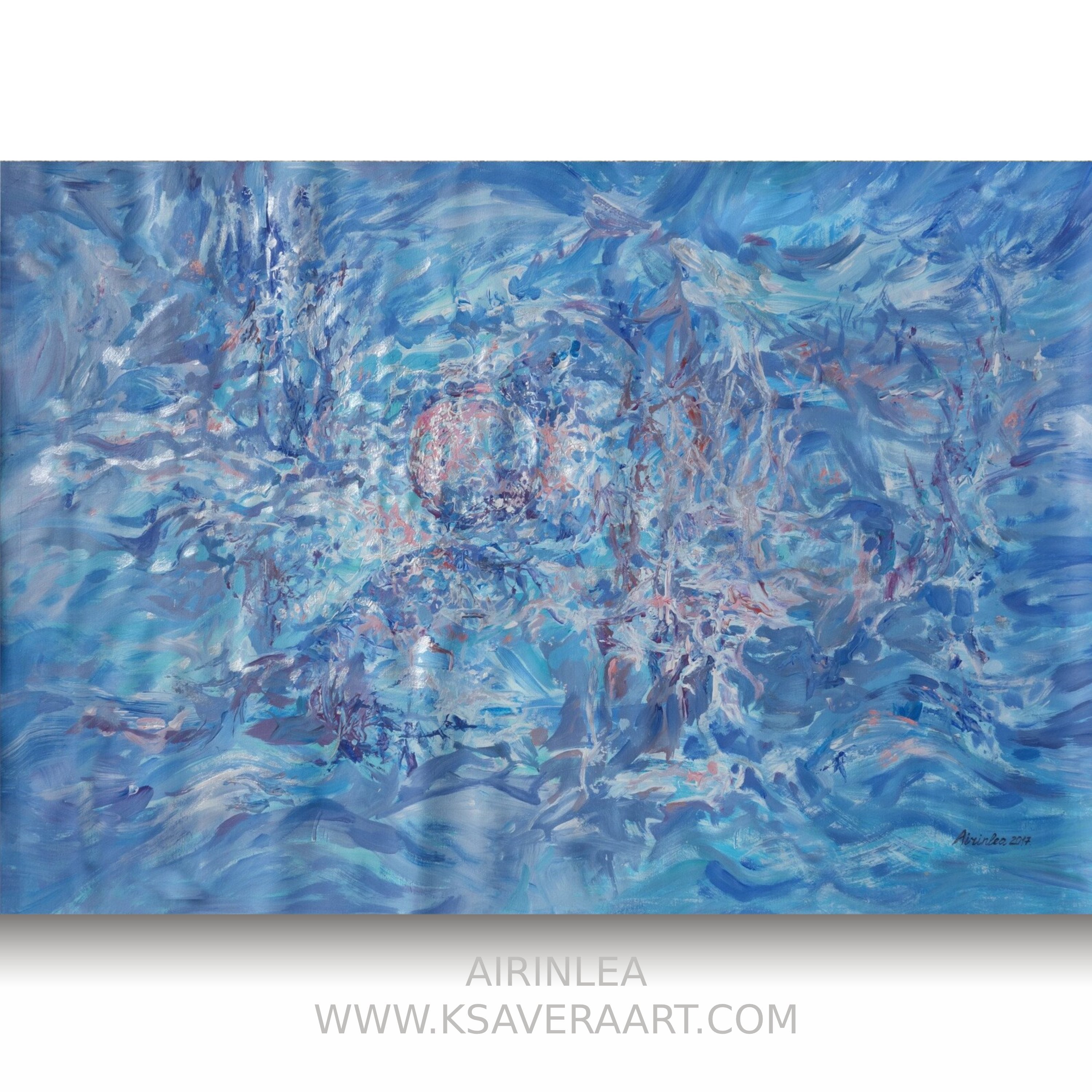 Abstract i012 is a large-scale blue painting
Original Acrylic Painting on unstretched canvas by artist Airinlea.