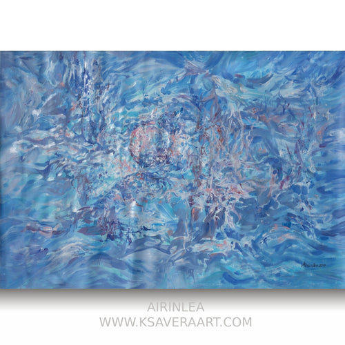Abstract i012 is a large-scale blue painting
Original Acrylic Painting on unstretched canvas by artist Airinlea.