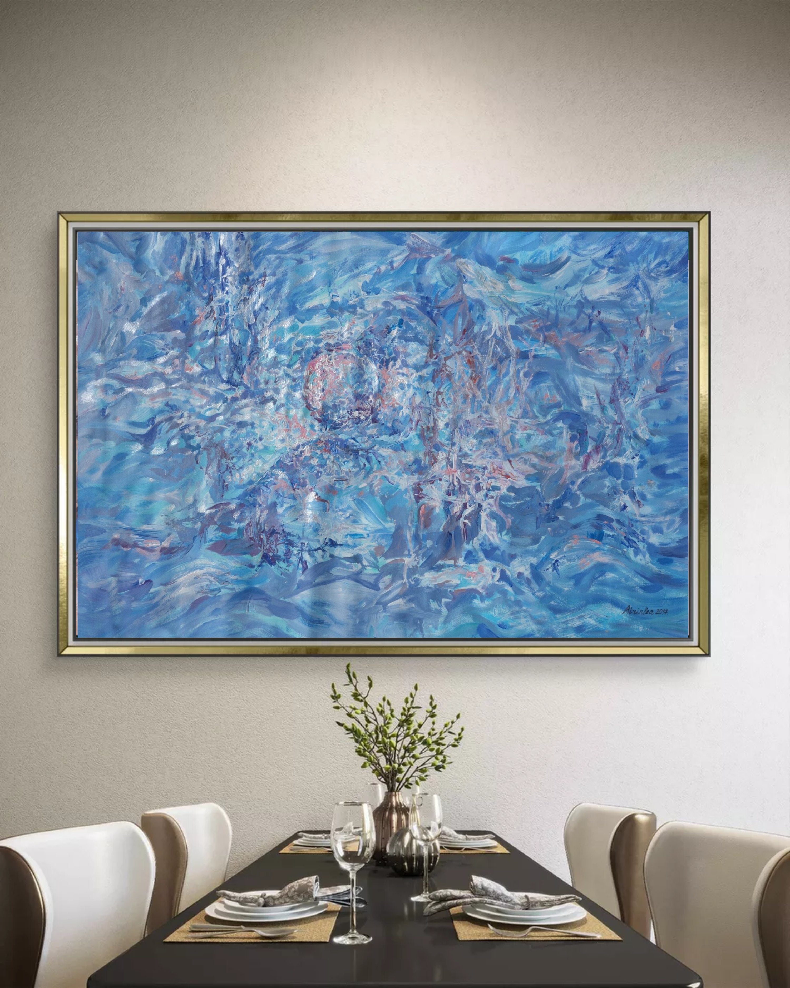 Abstract i012 is a large-scale blue painting
Original Acrylic Painting on unstretched canvas by artist Airinlea.