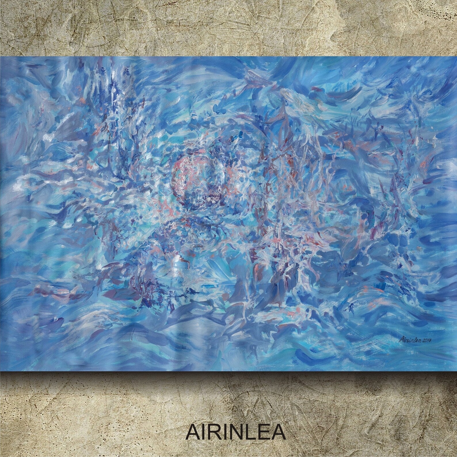 Abstract i012 is a large-scale blue painting
Original Acrylic Painting on unstretched canvas by artist Airinlea.