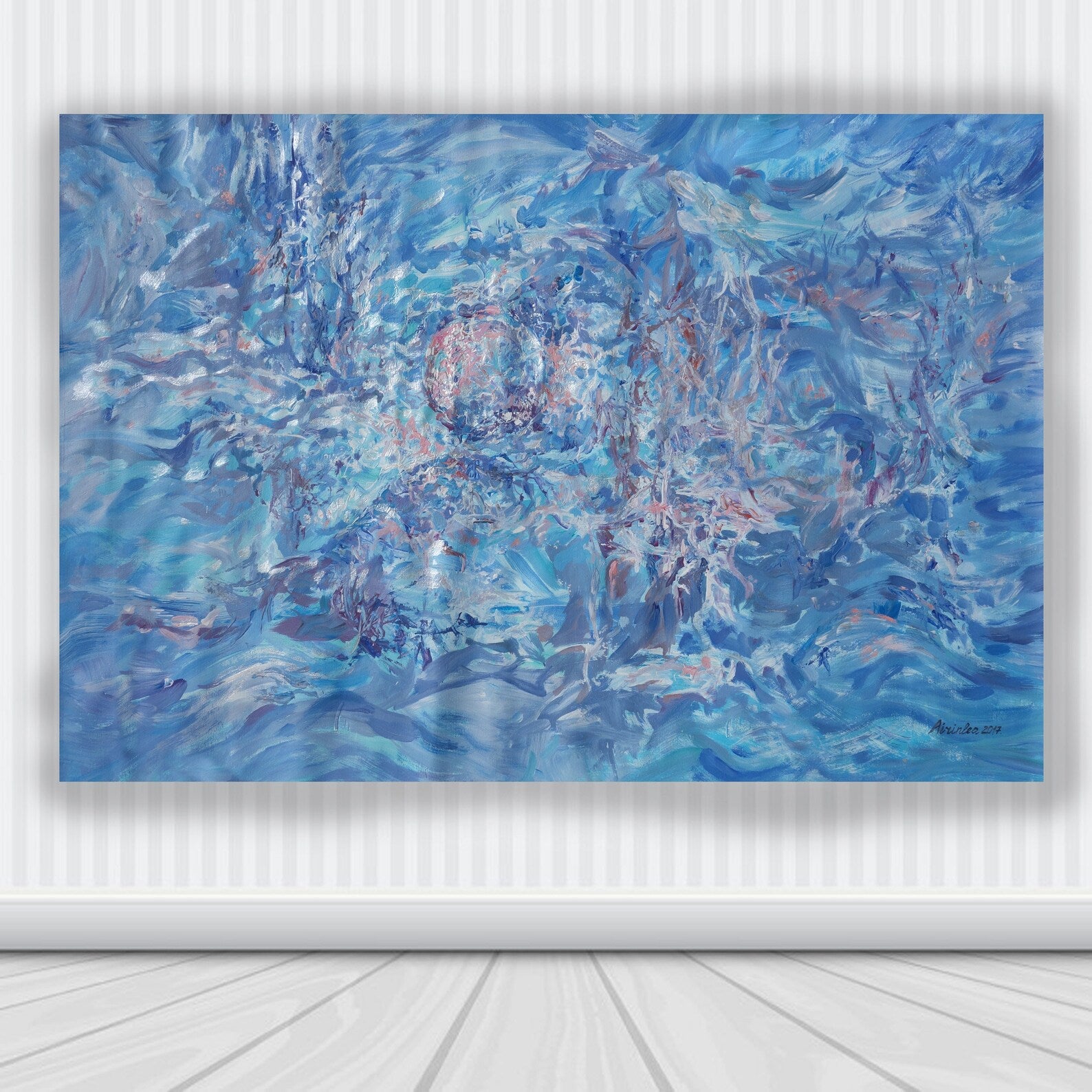 Abstract i012 is a large-scale blue painting
Original Acrylic Painting on unstretched canvas by artist Airinlea.