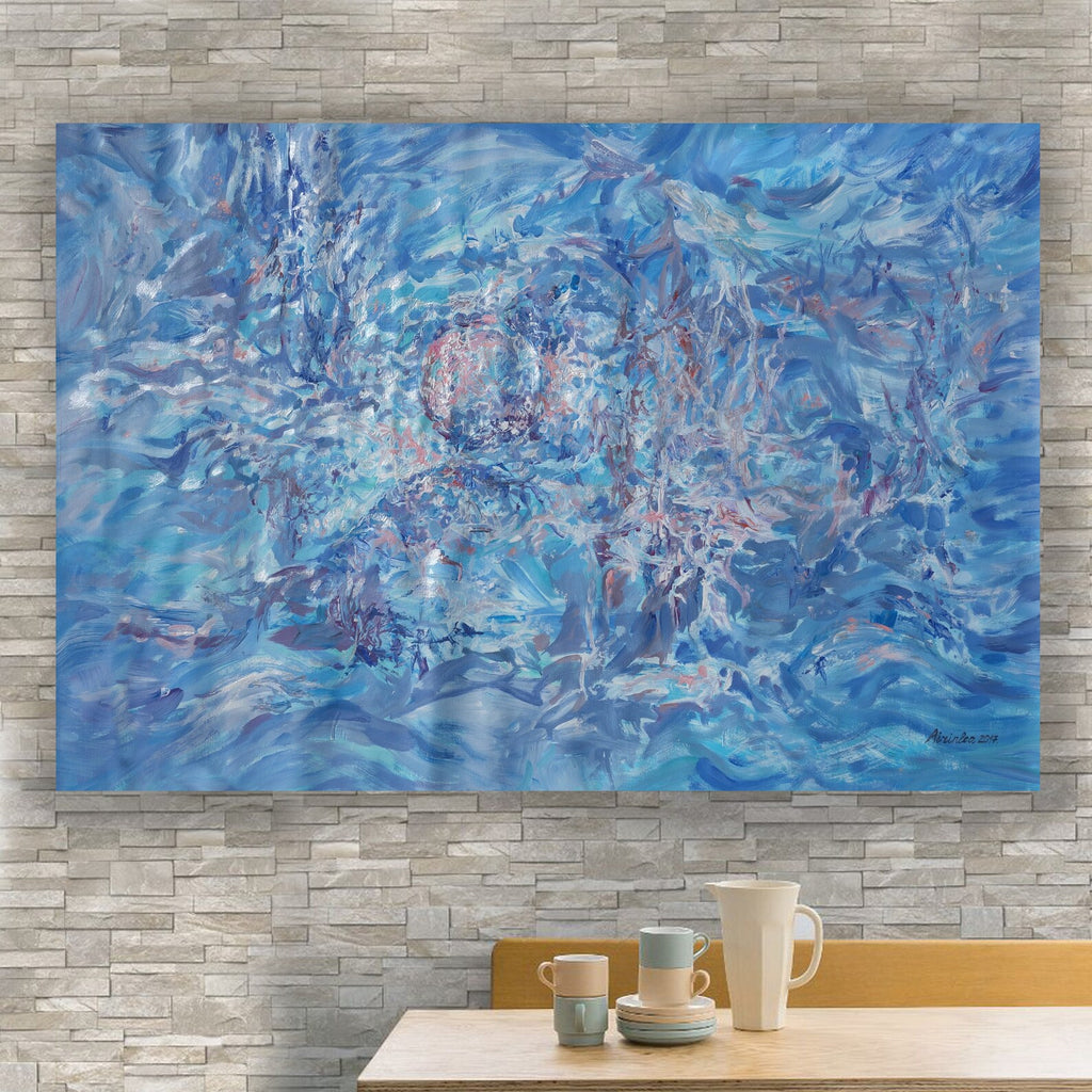 Abstract i012 is a large-scale blue painting
Original Acrylic Painting on unstretched canvas by artist Airinlea.