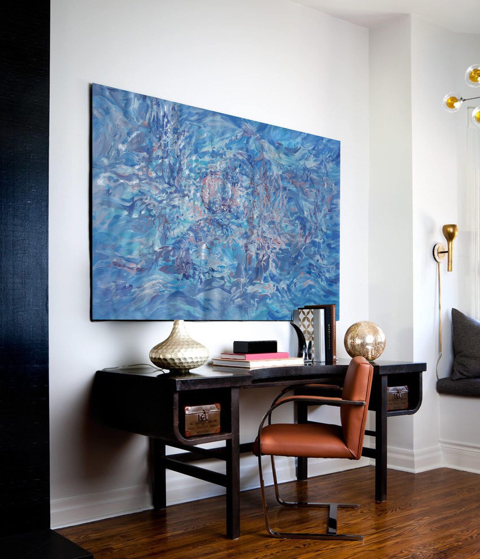 Abstract i012 is a large-scale blue painting
Original Acrylic Painting on unstretched canvas by artist Airinlea.