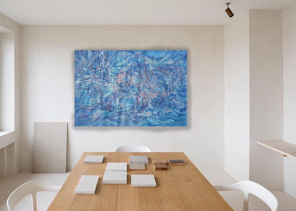 Abstract i012 is a large-scale blue painting
Original Acrylic Painting on unstretched canvas by artist Airinlea.