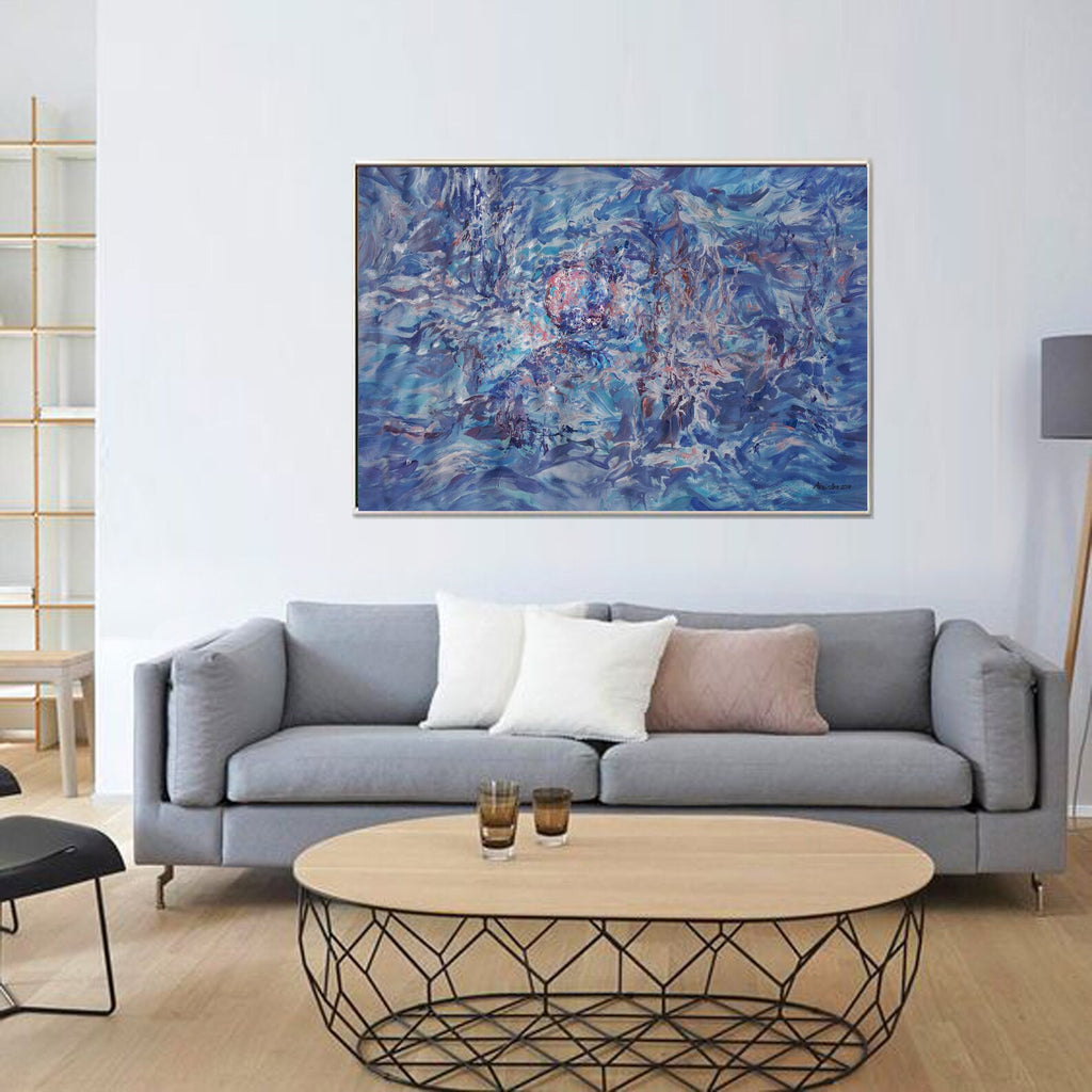 Abstract i012 is a large-scale blue painting
Original Acrylic Painting on unstretched canvas by artist Airinlea.