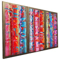 Gold colorful Paintings “Abstract A459” - Large palette knife Triptych by Ksavera