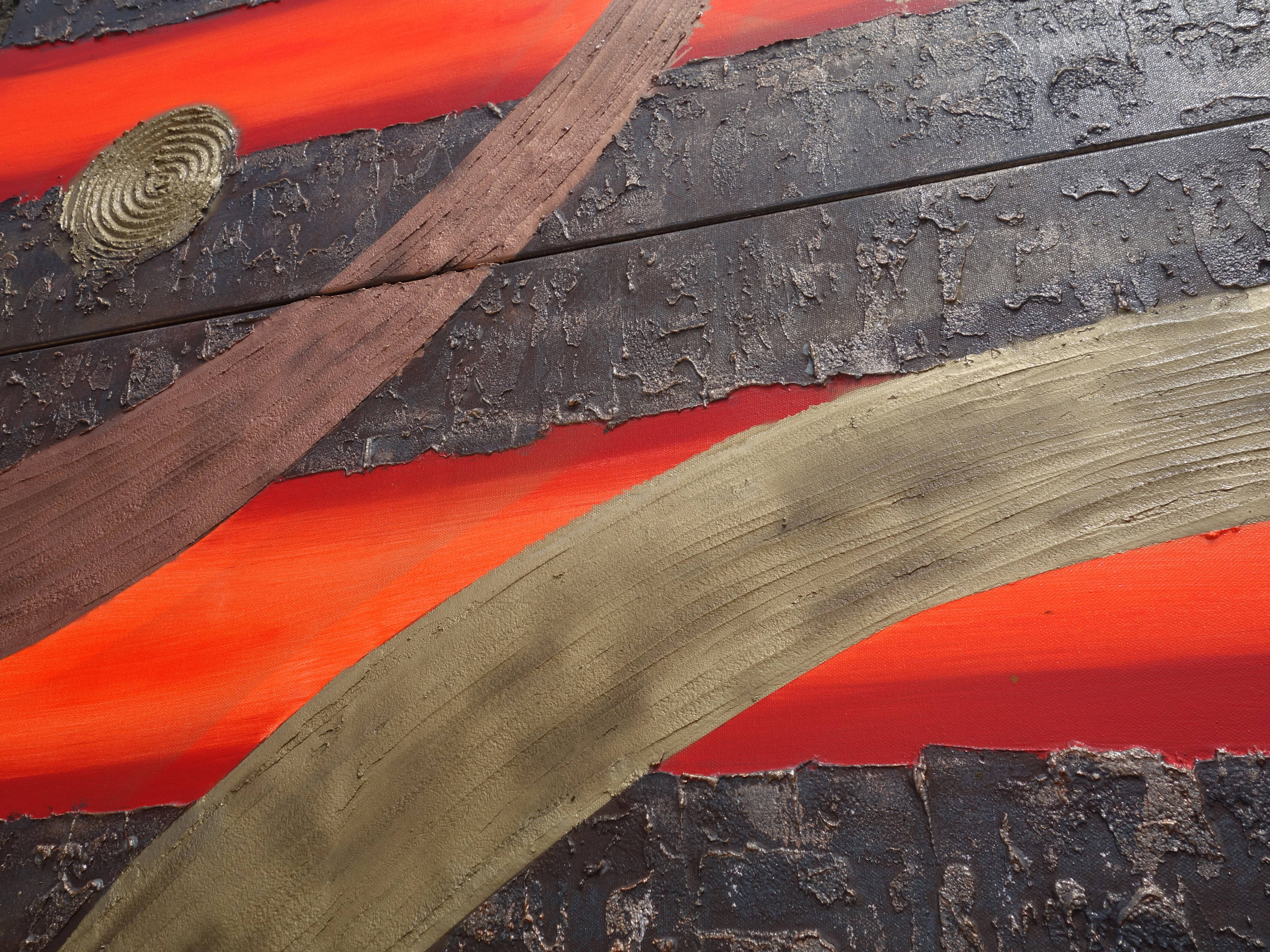 Rusty Red Paintings “Abstract A108” — Textured Long Diptych by Ksavera