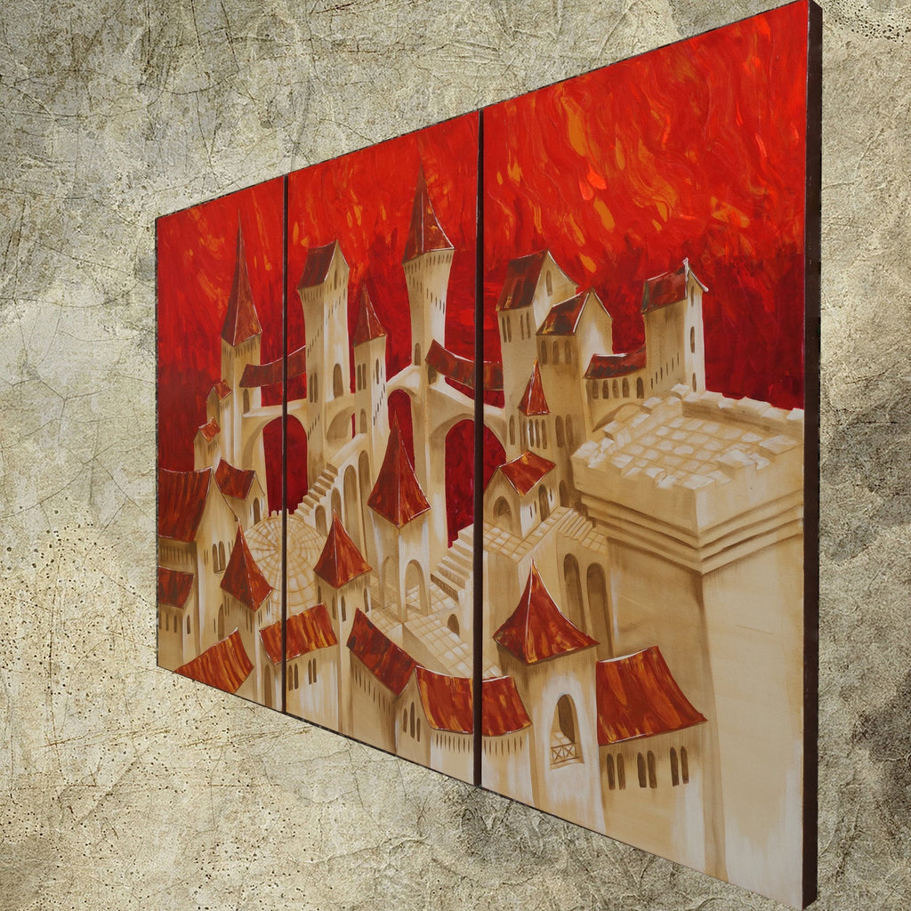 Old town Dolce Acqua S038 large orange original paintings by Ksavera