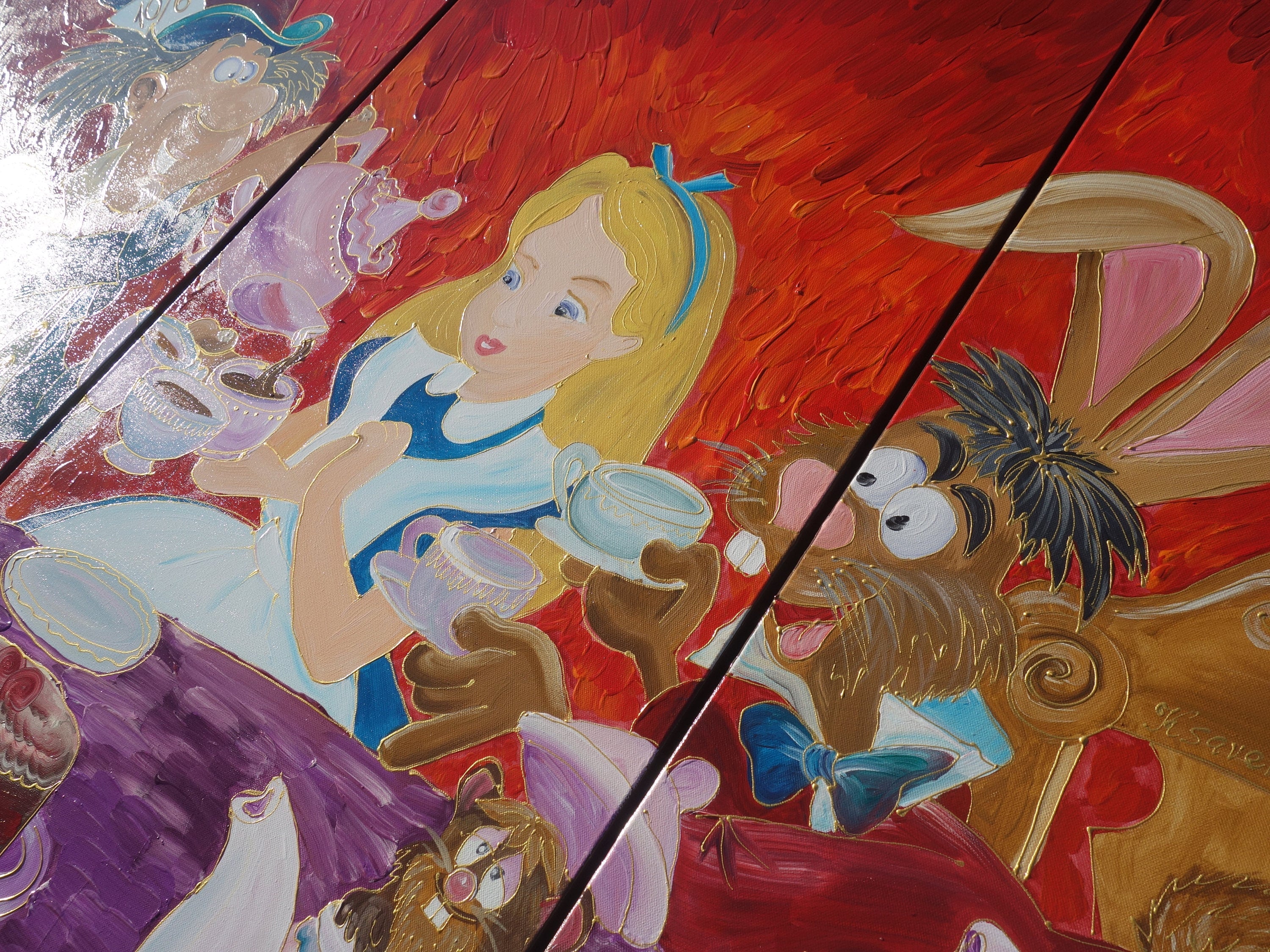 Large original Paintings “Mad tea party F143” - Triptych by Ksavera