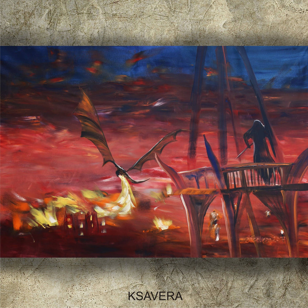 Dragon S053 is a large Original Acrylic Painting on unstretched canvas by artist Ksavera