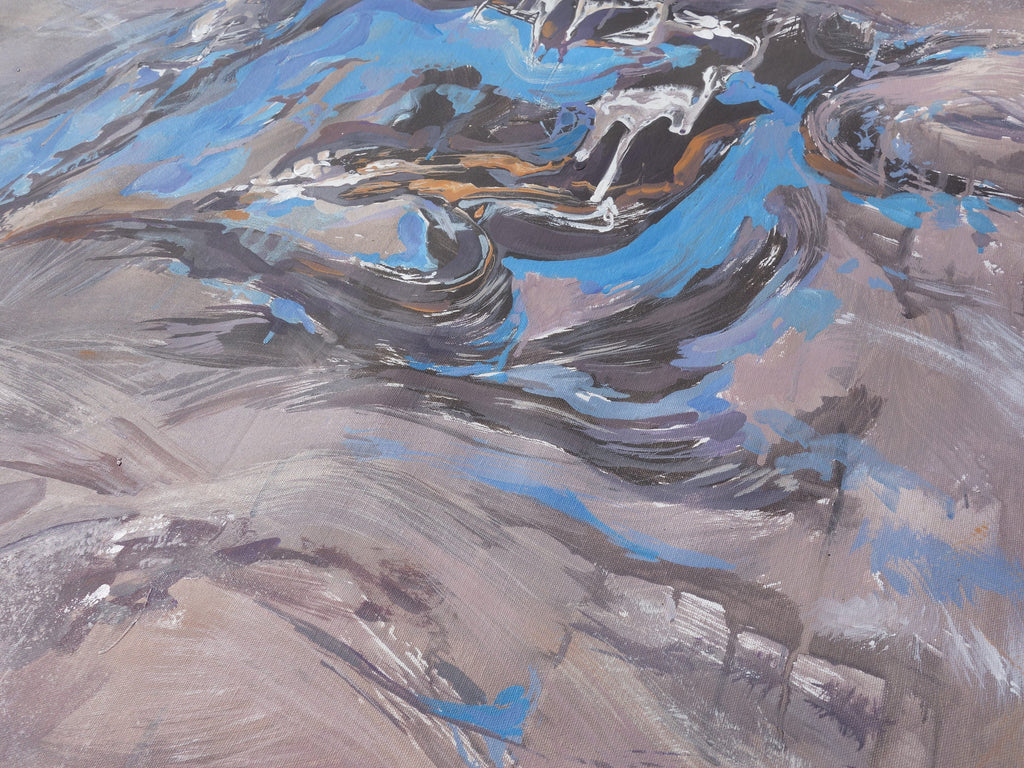 Abstract i011 is a large-scale beige blue painting
Original Acrylic Painting on unstretched canvas by artist Airinlea.