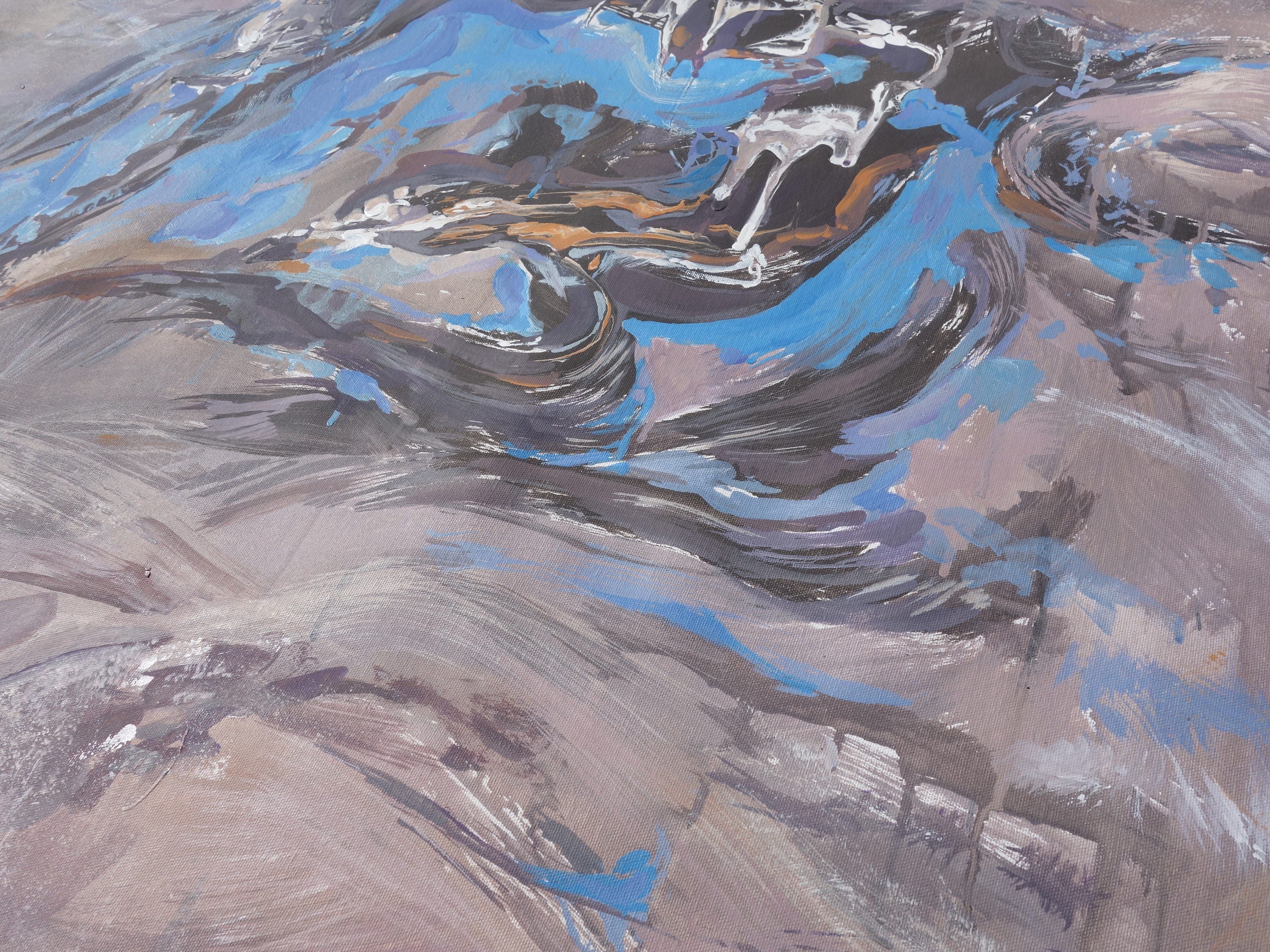 Abstract i011 is a large-scale beige blue painting
Original Acrylic Painting on unstretched canvas by artist Airinlea.