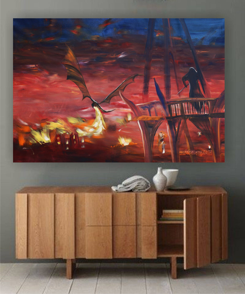 Dragon S053 is a large Original Acrylic Painting on unstretched canvas by artist Ksavera
