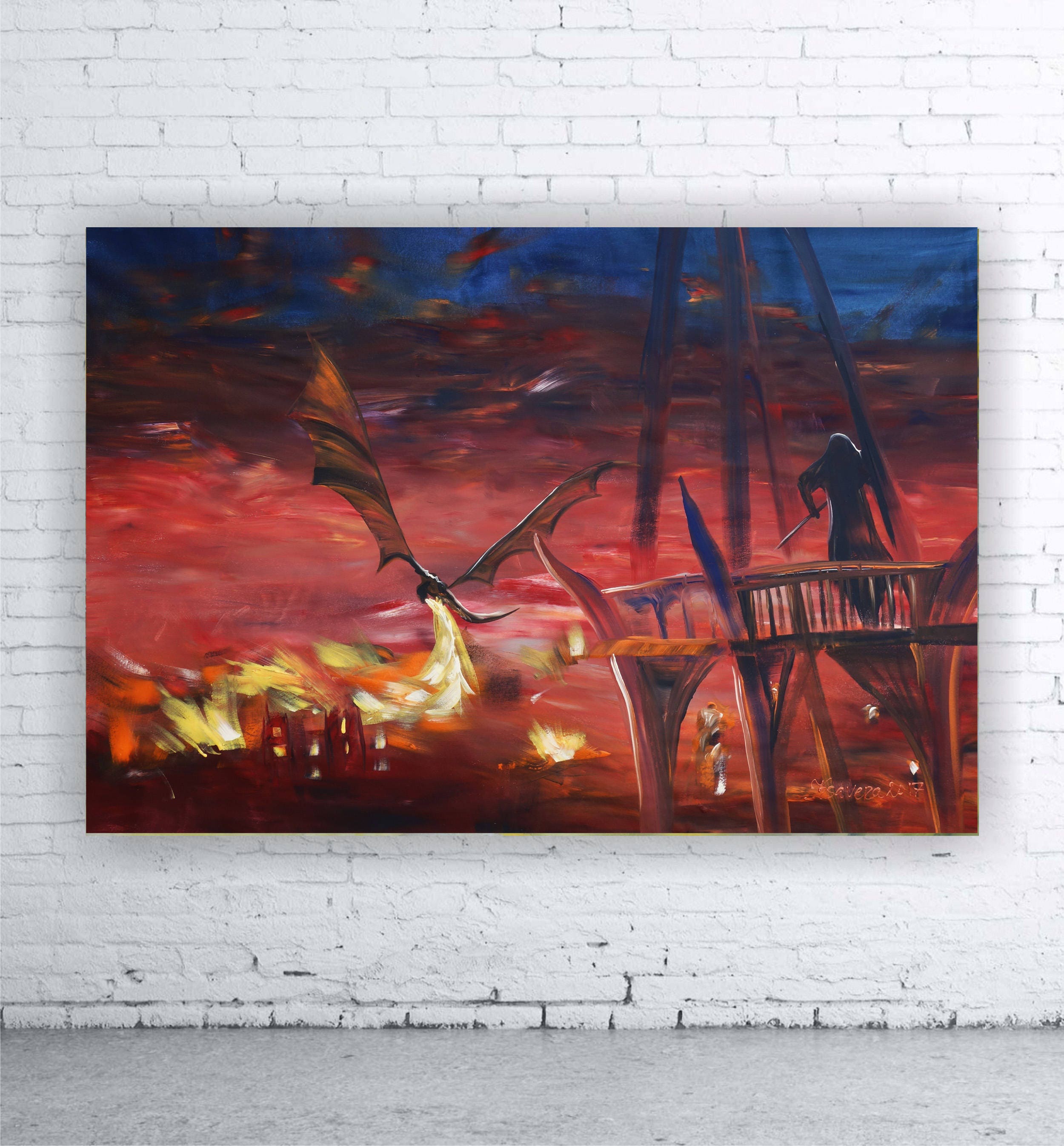 Dragon S053 is a large Original Acrylic Painting on unstretched canvas by artist Ksavera