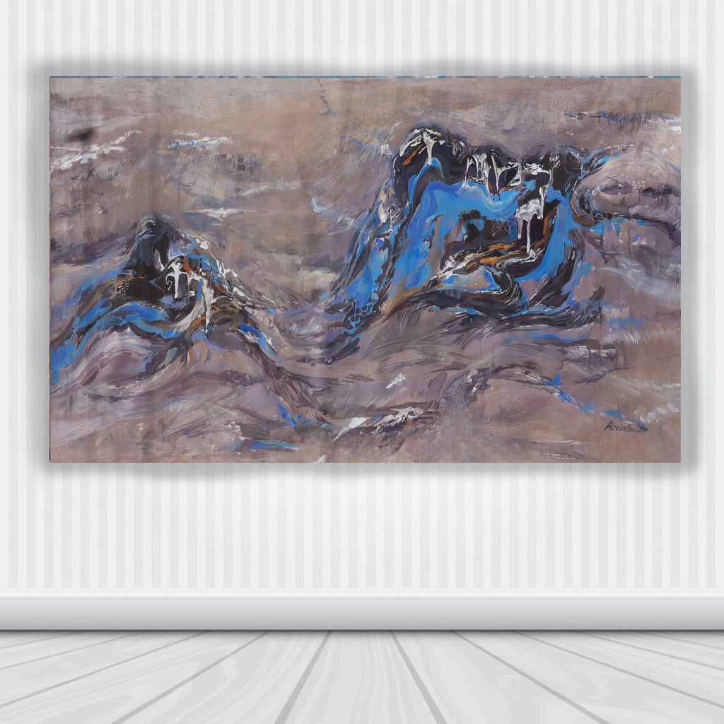 Abstract i011 is a large-scale beige blue painting
Original Acrylic Painting on unstretched canvas by artist Airinlea.