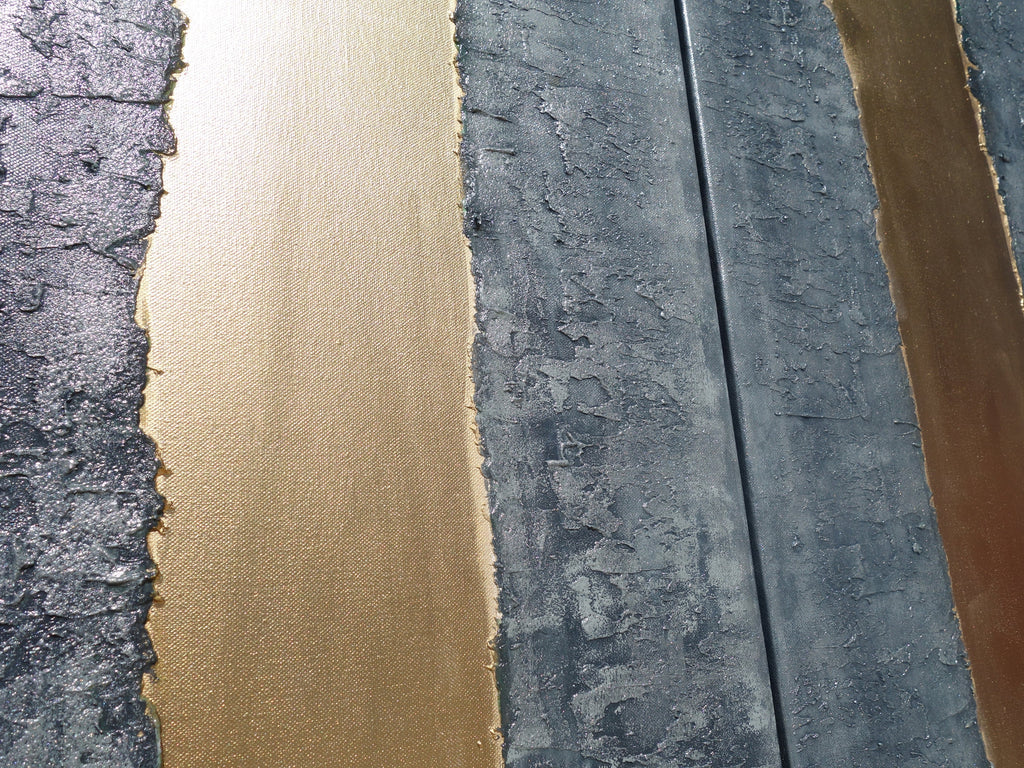 Gold Steel Paintings “Abstract A244” — Textured Long Diptych
Original Acrylic Painting on Stretched Canvas by Artist Ksavera