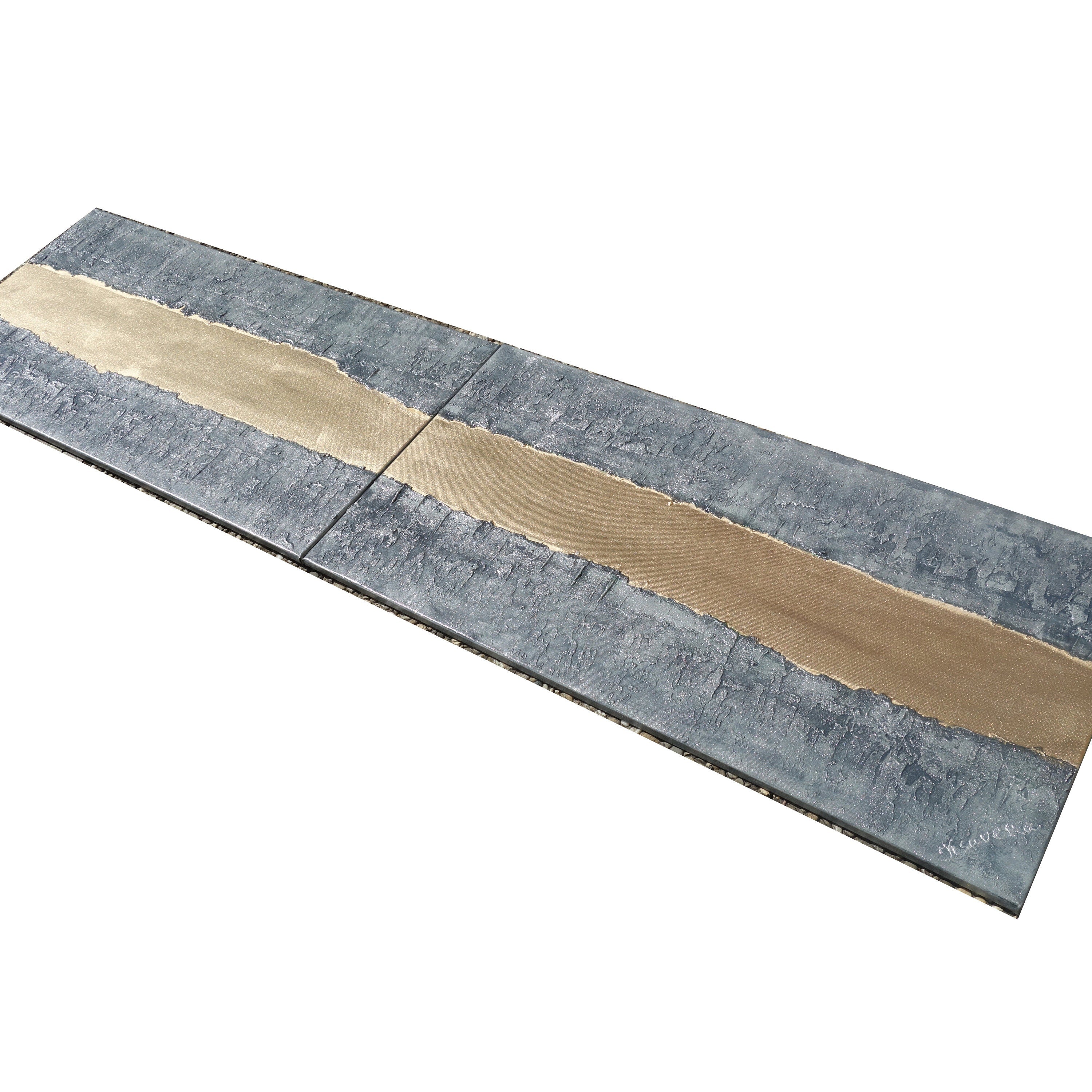 Gold Steel Paintings “Abstract A244” — Textured Long Diptych
Original Acrylic Painting on Stretched Canvas by Artist Ksavera