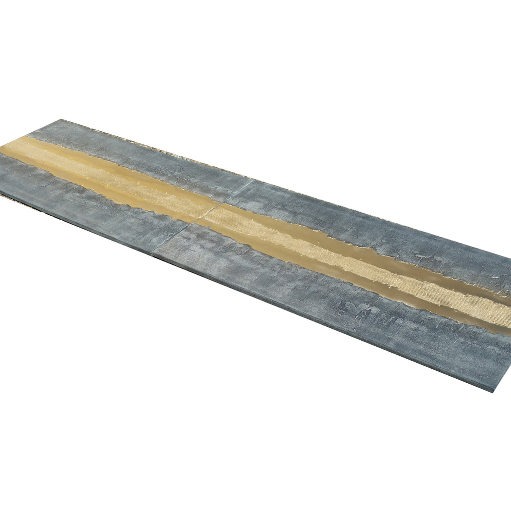 Peintures sur fer doré « Abstrait A337 » — Diptyque allongé texturé de Ksavera