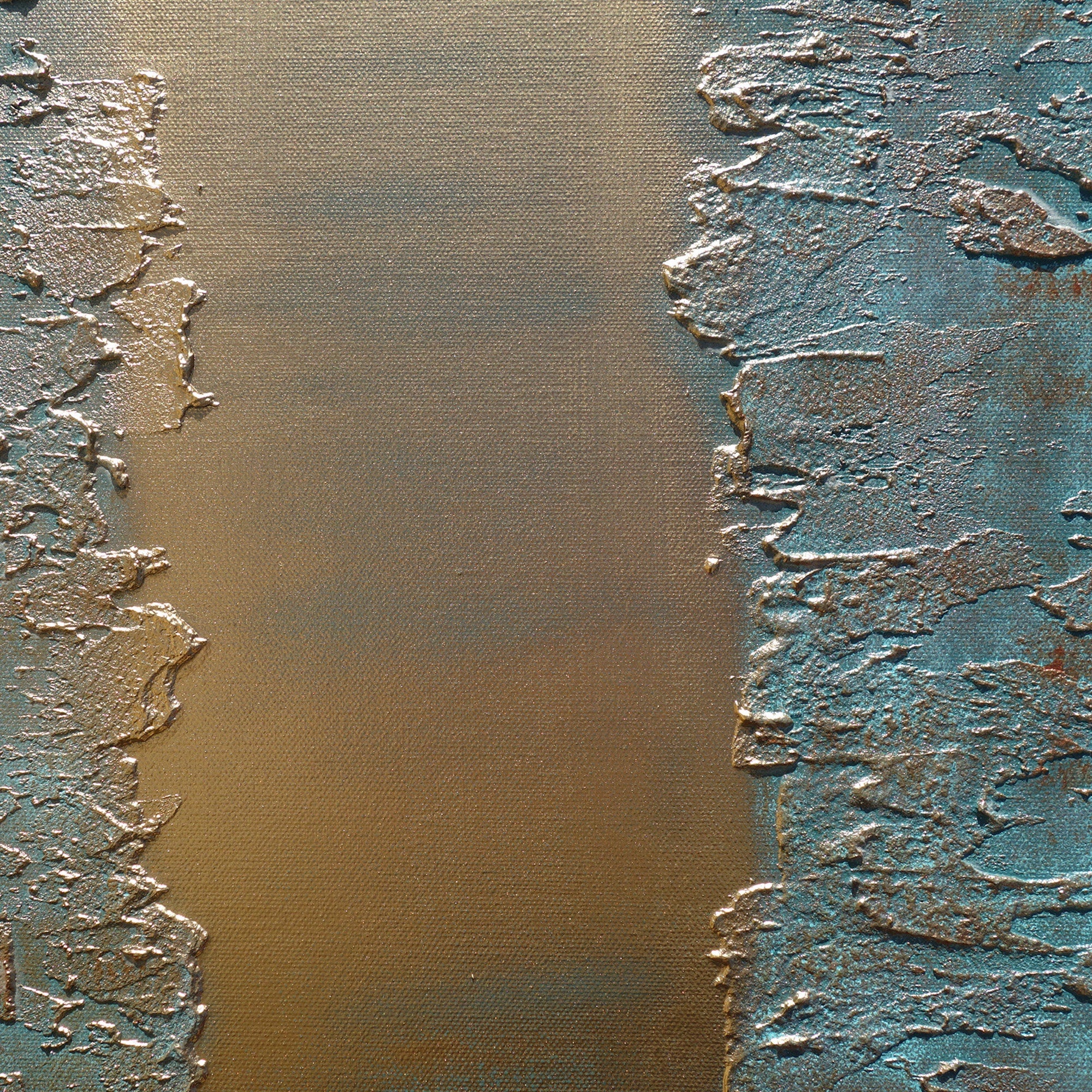 Gold patina Paintings “Abstract A443” - Textured Long Diptych by Ksavera