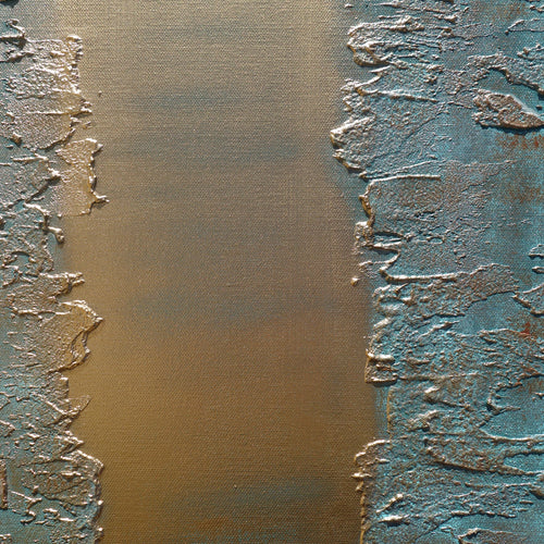 Gold patina Paintings “Abstract A443” - Textured Long Diptych by Ksavera
