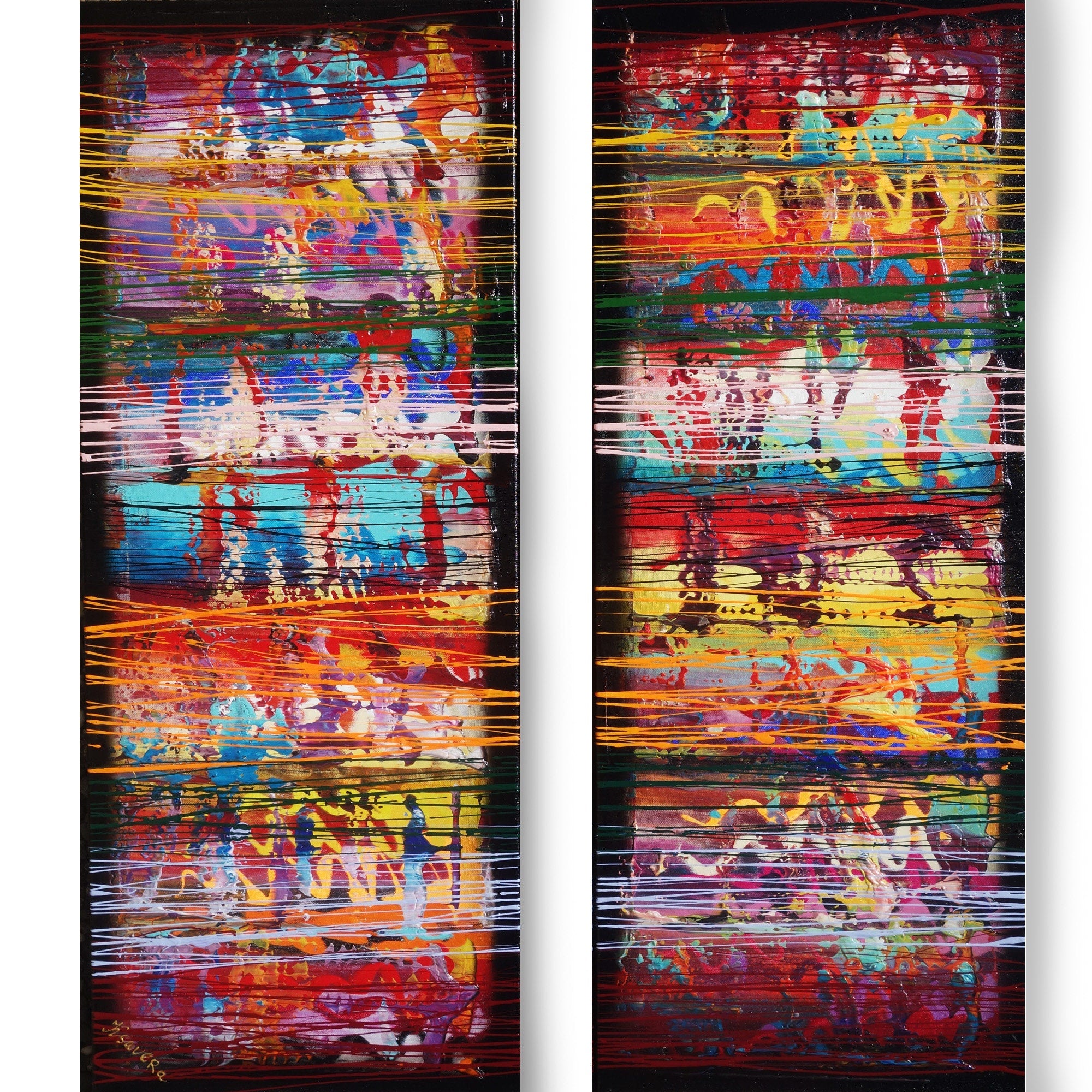 Colorful Paintings “Abstract A620” — Impasto Long Diptych

Original Acrylic Painting on Stretched Canvas by Artist Ksavera