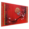 Sakura and love birds J187 is a large-scale Japanese-inspired red gold triptych - Original Acrylic Painting on stretched canvas by artist Ksavera
