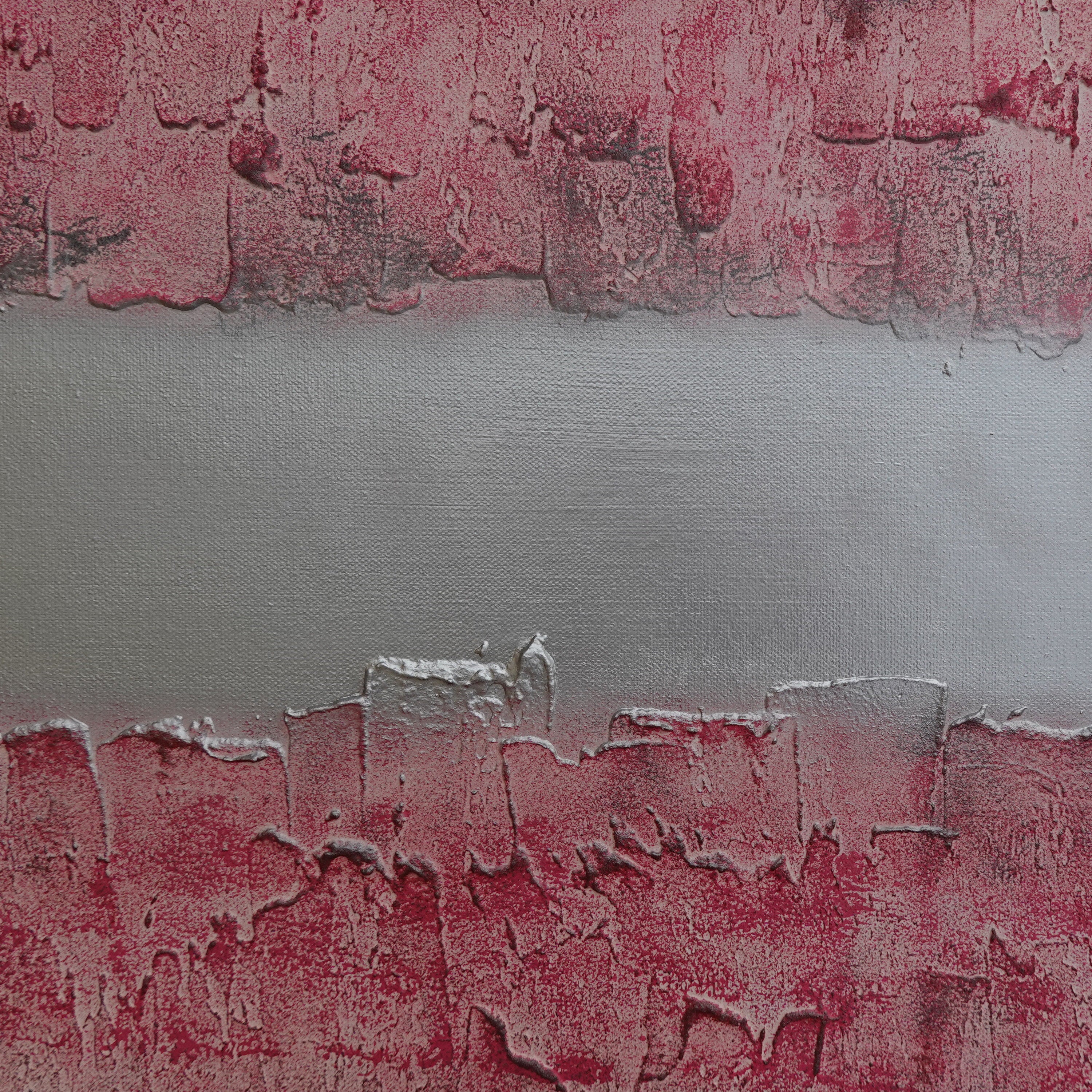 Silver pink Paintings “Abstract A814” - Textured Long Diptych by Ksavera
