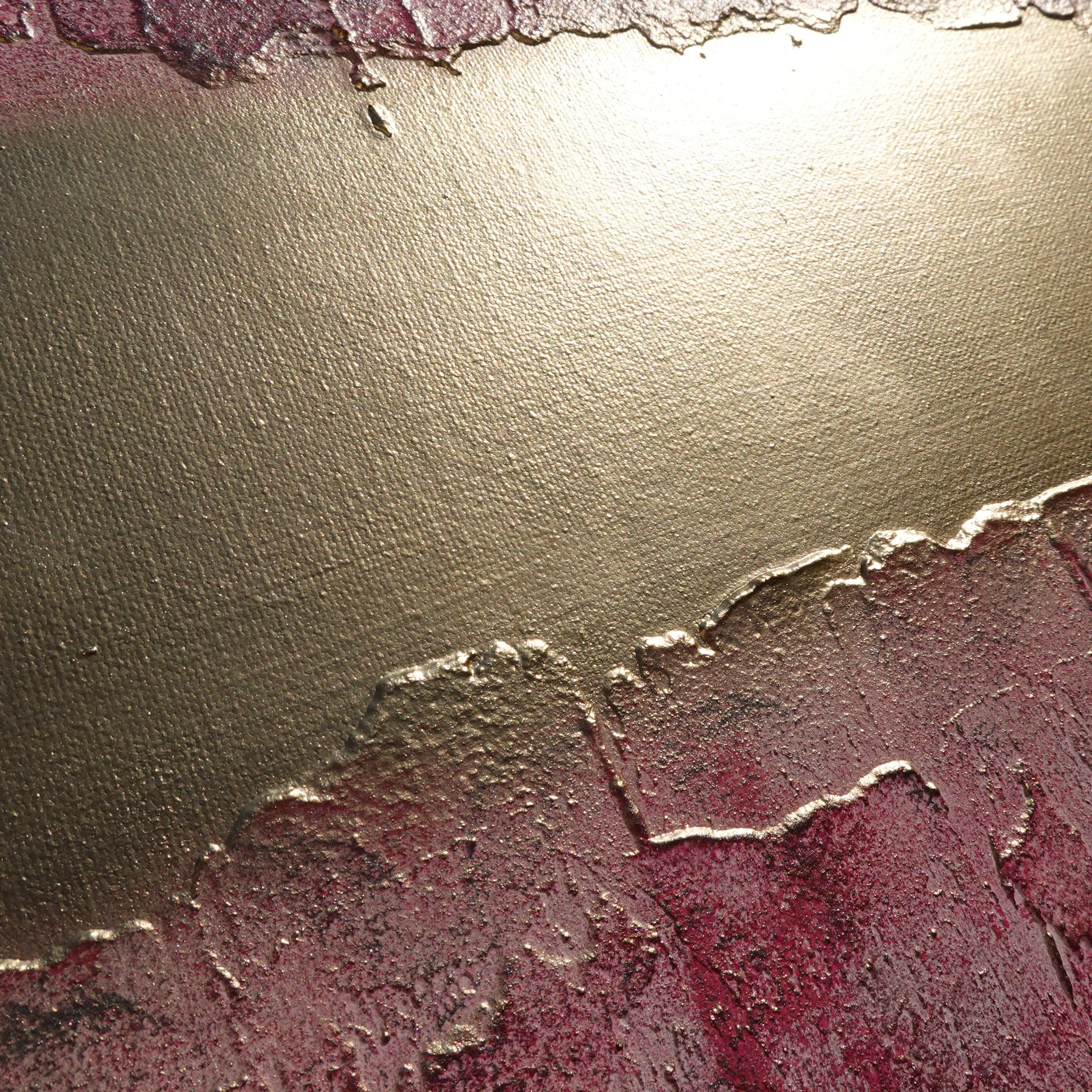Gold pink Paintings “Abstract A826” - Textured Long Diptych by Ksavera