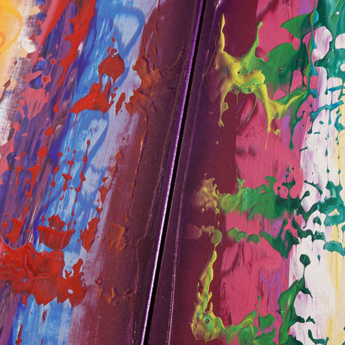 Purple colorful Paintings “Abstract A832” - Large palette knife Triptych by Ksavera