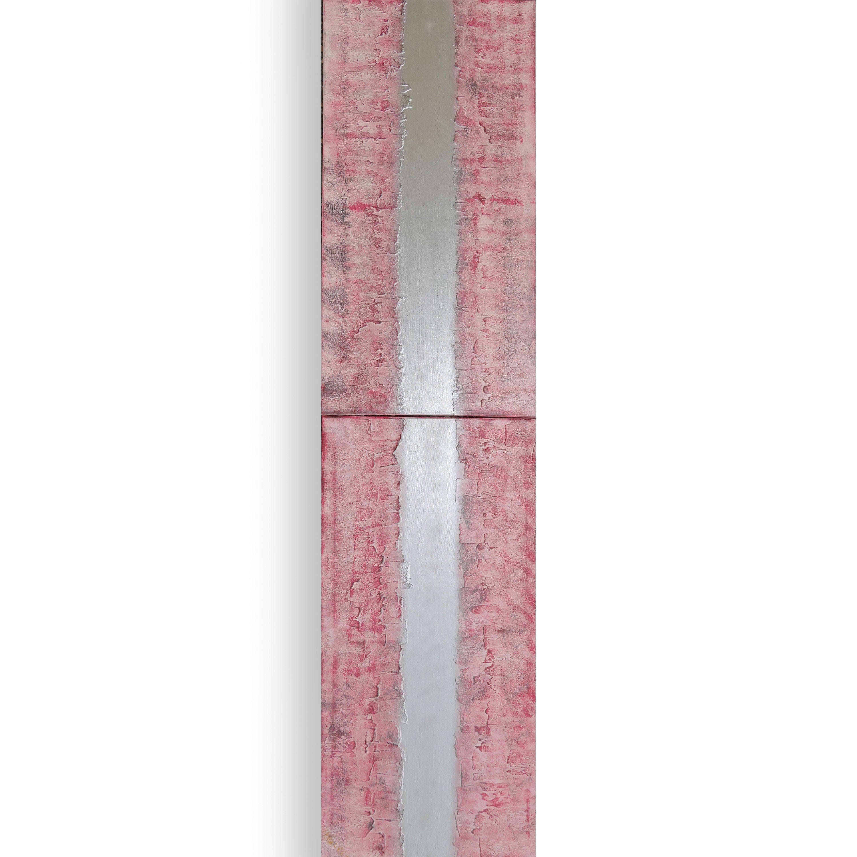 Silver pink Paintings “Abstract A814” - Textured Long Diptych by Ksavera