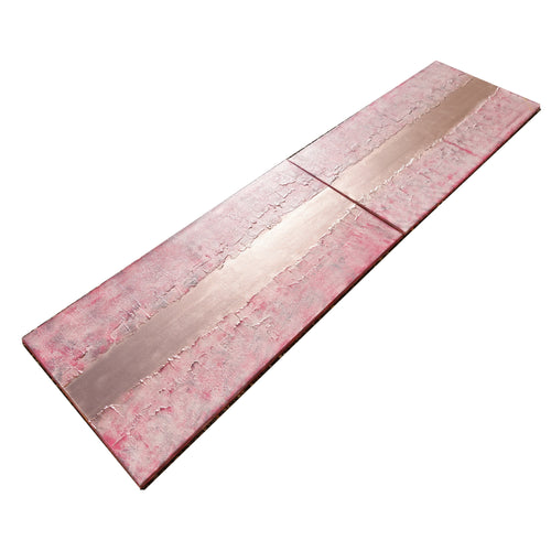 Copper pink Paintings “Abstract A824” - Textured Long Diptych by Ksavera