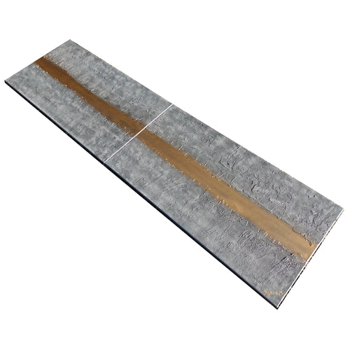 Gold Steel Paintings “Abstract A878” - Textured Long Diptych by Ksavera
