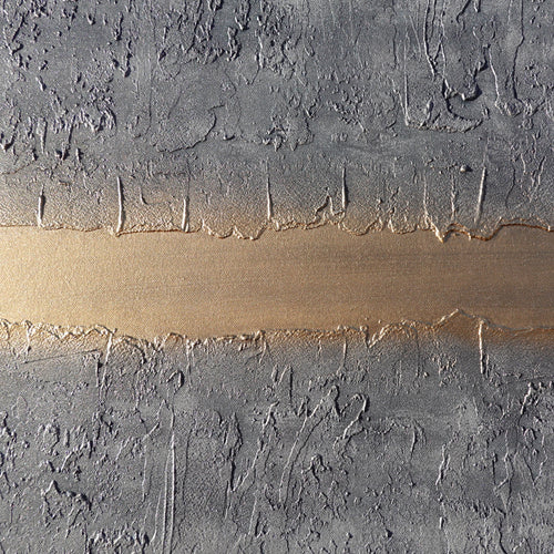 Gold Steel Paintings “Abstract A878” - Textured Long Diptych by Ksavera