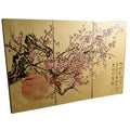 Sakura J205 is a large-scale Japanese-inspired gold triptych - Original Acrylic Painting on stretched canvas by artist Ksavera