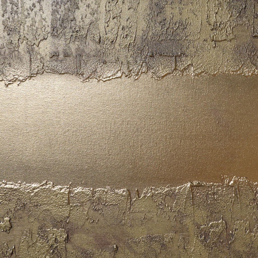 Peinture abstraite en laiton doré A776 - Diptyque long texturé, peinture acrylique originale sur toile tendue par Ksavera