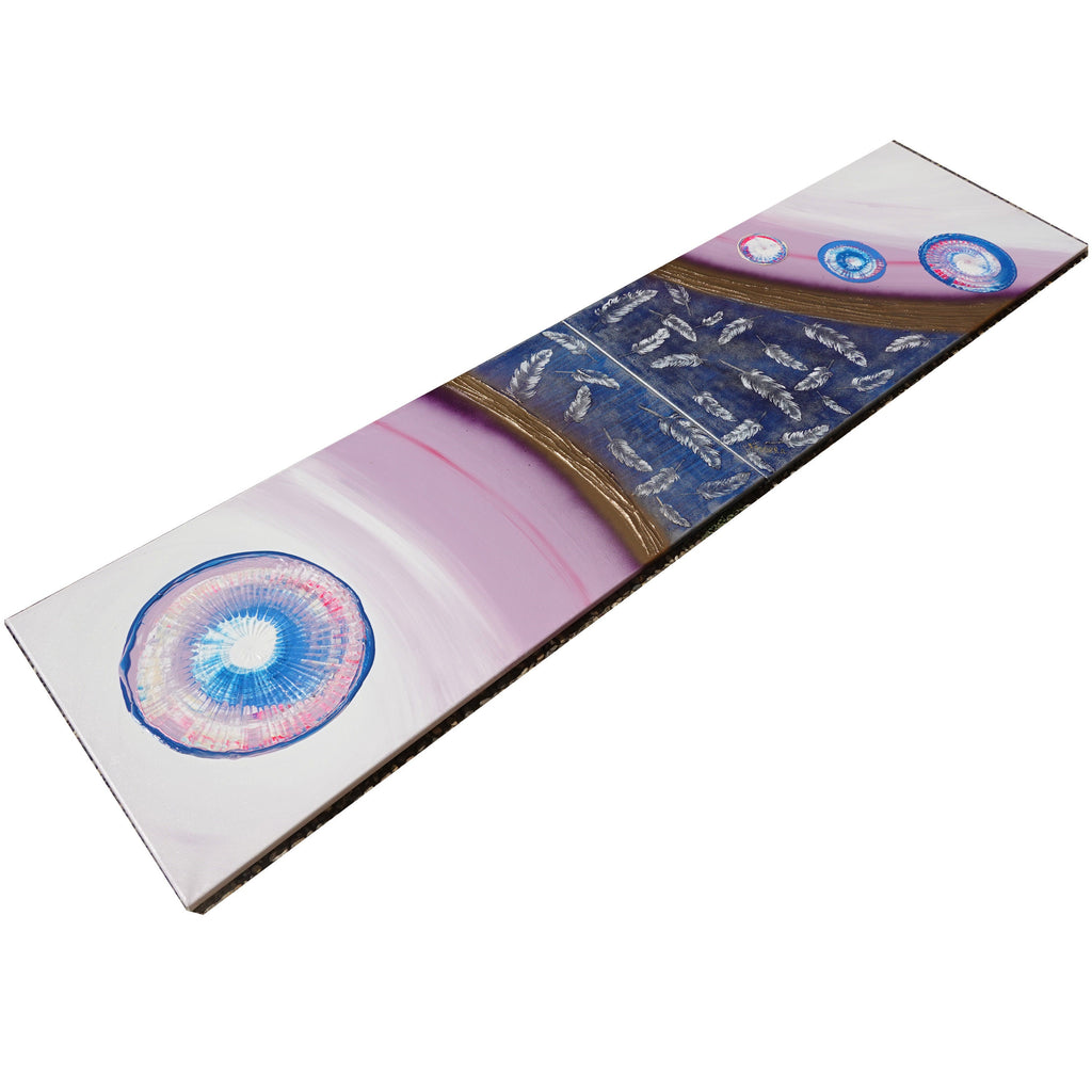 Peintures abstraites violettes A1003 — Diptyque long texturé, peinture acrylique originale sur toile tendue de l'artiste Ksavera