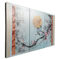Sakura and love birds J232 is a large Japanese silver triptych by Ksavera