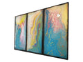 Abstract painting A1118 large pouring blue triptych by Ksavera