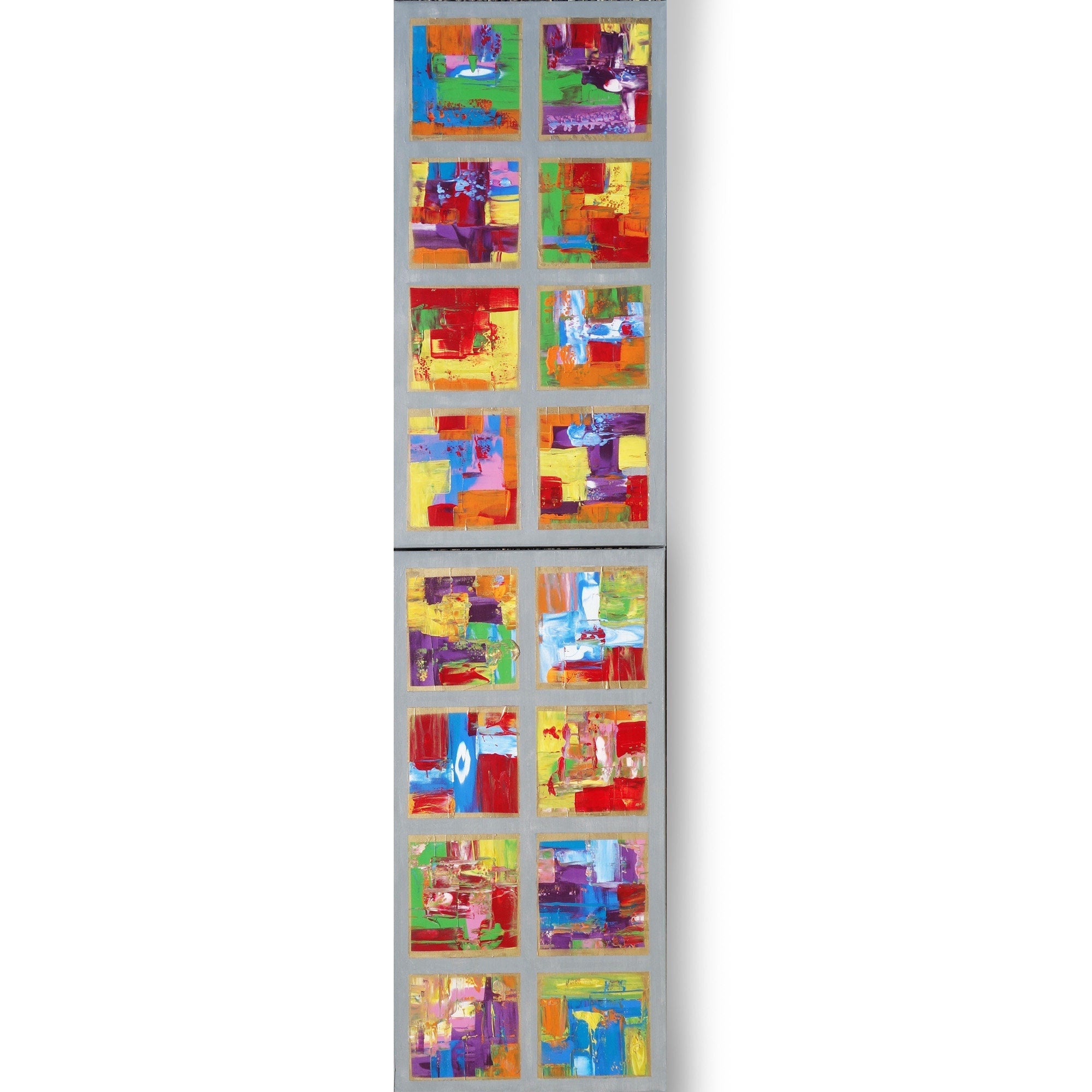 Colorful painting “Abstract A489” - Palette knife Long Diptych by Ksavera